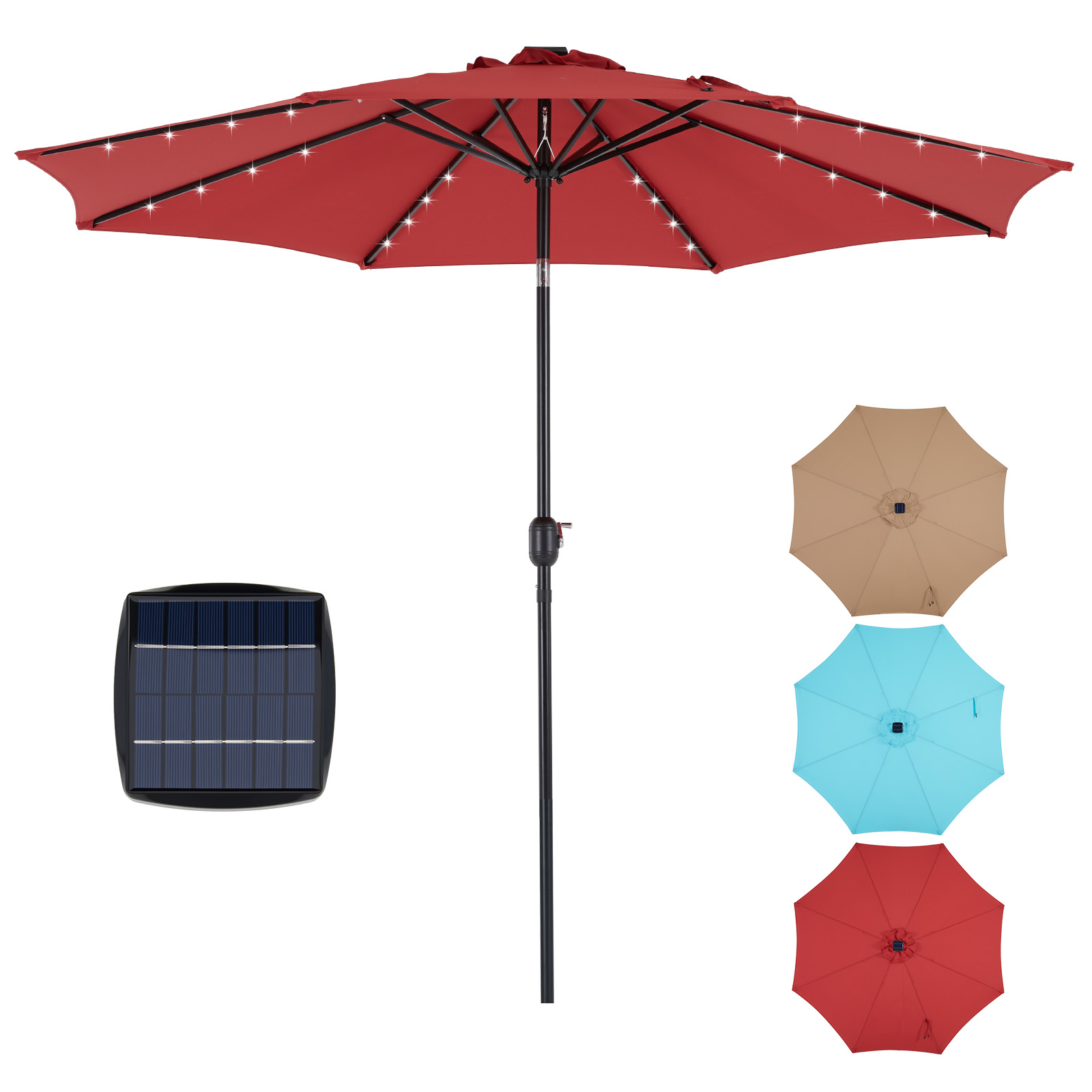 Smart Garden Umbrella - JHK 10피트 태양광 파티오 우산 (32개
