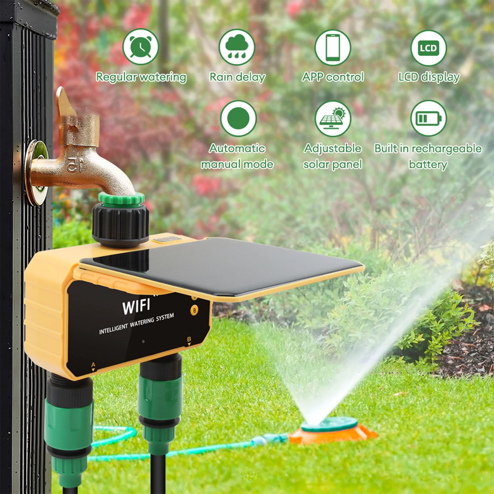 태양광 와이파이 스마트 관개 타이머, 레인 센싱 기능, - Smart Garden Watering 리뷰 및 가격