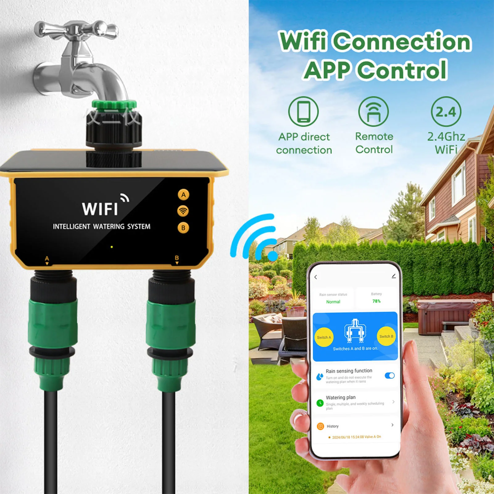 태양광 와이파이 스마트 관개 타이머, 레인 센싱 기능, - Smart Garden Watering 리뷰 및 가격